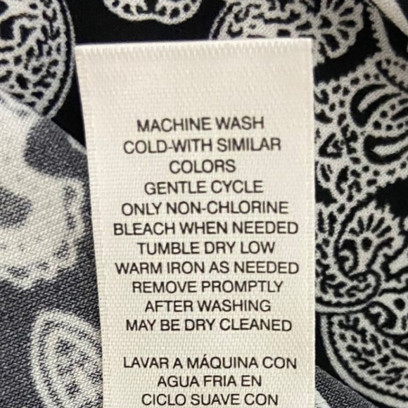 Chicos Black White Paisley Print Long‎ Sleeve Shift Whimsigoth Boho Dress Size 2 - Picture 5 of 10